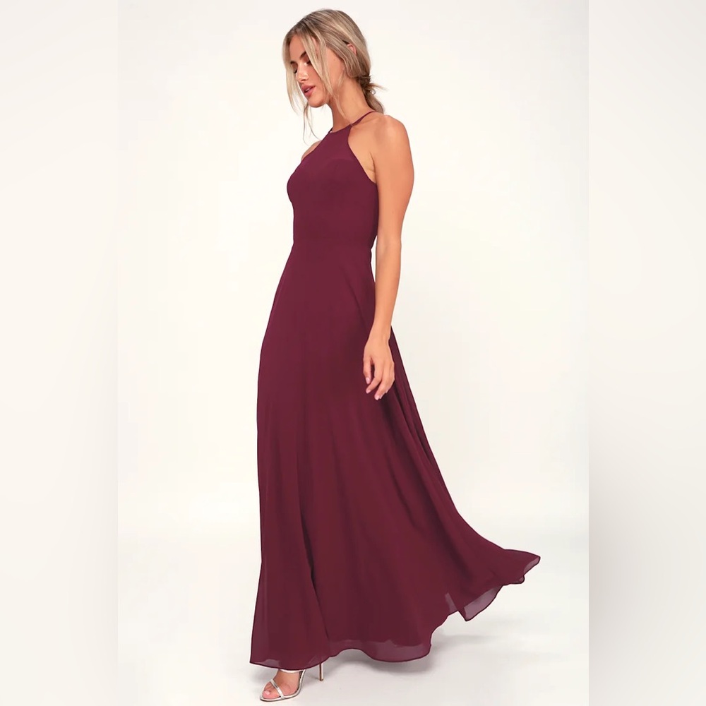 Lulu's Night of Romance Burgundy Sleeveless Maxi Dress